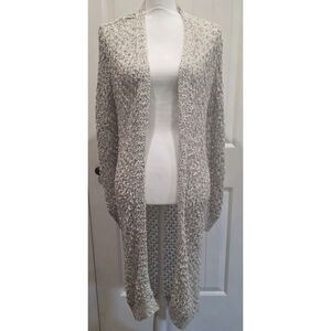 POL Open Knit Long Cardigan Sweater Cream, Black & Grey Size Small NWOT Boho